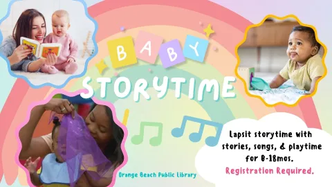 Lapsit storytime with stories, songs, and playtime for babies and toddlers under 2.