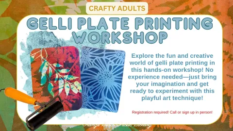 Explore the fun and creative world of gelli plate printing in this hands-on workshop! Learn how to layer colors, textures, and stencils to create one-of-a-kind prints using a gel printing plate. No experience needed—just bring your imagination and get ready to experiment with this playful art technique!
