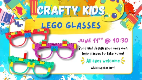 Build and design your very own lego glasses to take home!