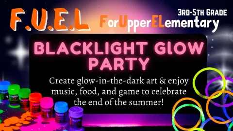 Pictured: neon glowing paint and glow bracelets 