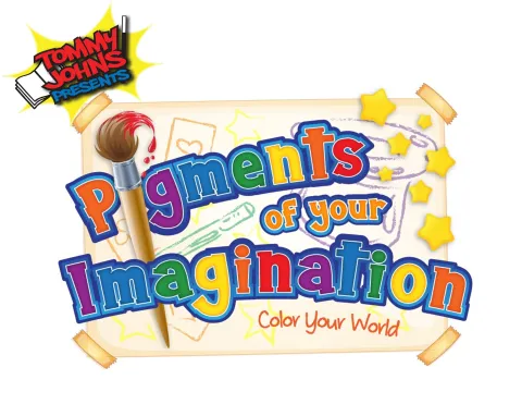 Colorful Art inspired text that reads "Pigments of your Imagination"