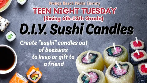Beeswax candles that look like sushi rolls on a gray background