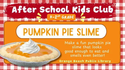 Pictured: An orange colored pumpkin pie looking slime in a pie tin on a red gingham background