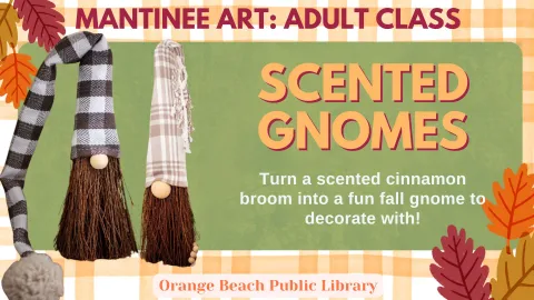 Pictured: Two gnomes wearing a gingham patterned "Santa Hat" with a brown beard made of straw and a round nose. 