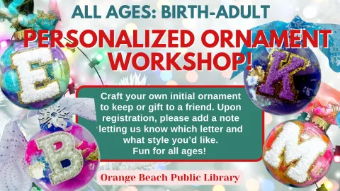 Pictured: 4 colorful ornaments with initials 