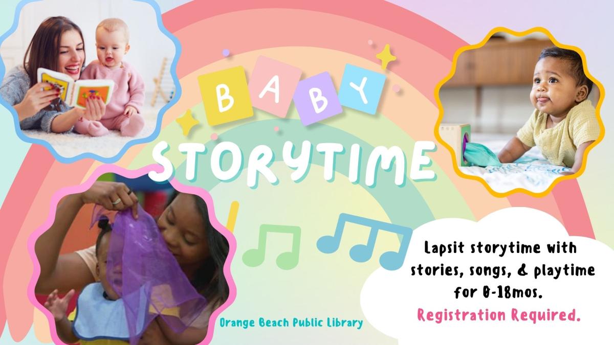 Lapsit storytime with stories, songs, and playtime for babies and toddlers under 2.