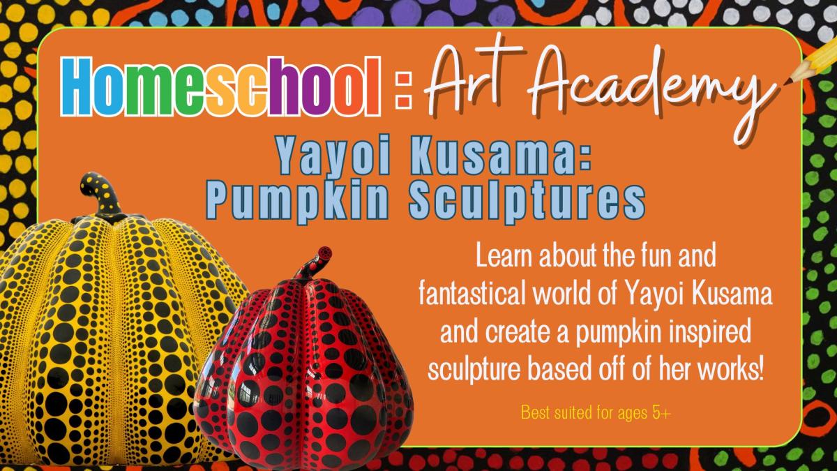Pictured a yellow and red pumpkin sculpture covered polka dots